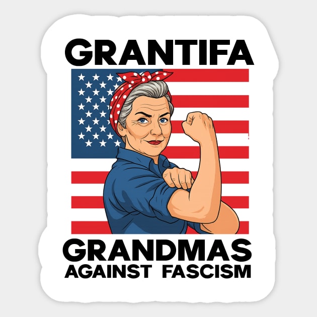 Grantifa-Grandmas-Against-Fascism-Flag-Resist-No-Kings-50501 Sticker by ArtistTee ⭐⭐⭐⭐⭐